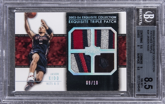 2003-04 UD "Exquisite Collection" Patches Triple #JK Jason Kidd Game Used Patch Card (#09/10) - BGS NM-MT+ 8.5
